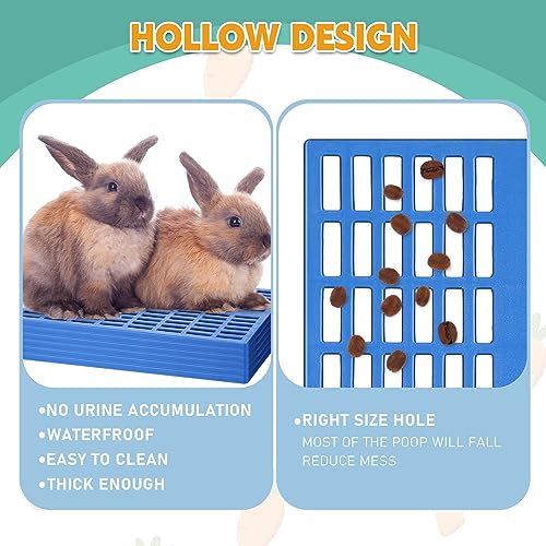 12 Pcs Plastic Rabbit Cage Mat, Rabbit Floor Mat Foot Resting Pads for Small Animal Hamster Chinchilla Rat Guinea Pig, Mats Feet Pads for Pet Dogs Cats Bunny, 13.4 x 9.8 x 0.3 Inch, Blue