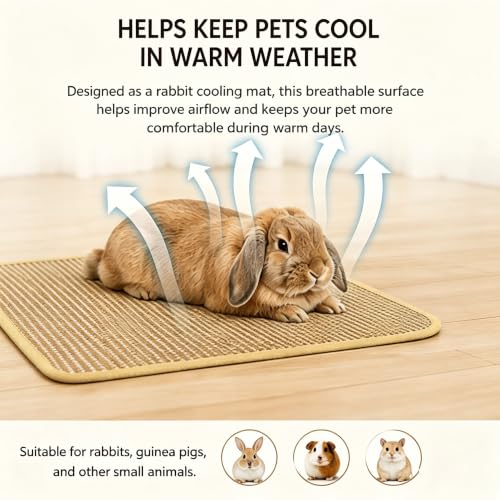 Rabbit Cooling Mat 2 Pack 30x45cm, Breathable Small Pet Summer Pad | Rabbit Cooling Mat 2 Pack 30x45cm,Breathable Cage Pad with Carrot Chew Toy for Rabbits,Guinea Pigs & Hamsters - size: 30x45cm