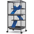 HABUTWAY 45''H Metal Small Animal Cages, Rolling Chinchilla Cage with Removable Ramps, Lagre Cage for Chinchillas/Guinea Pigs/Rabbit, Ferret Cages with Hammock & 4 Tiers, Black - size: 20.5"L x 20.5"W x 44.7"H
