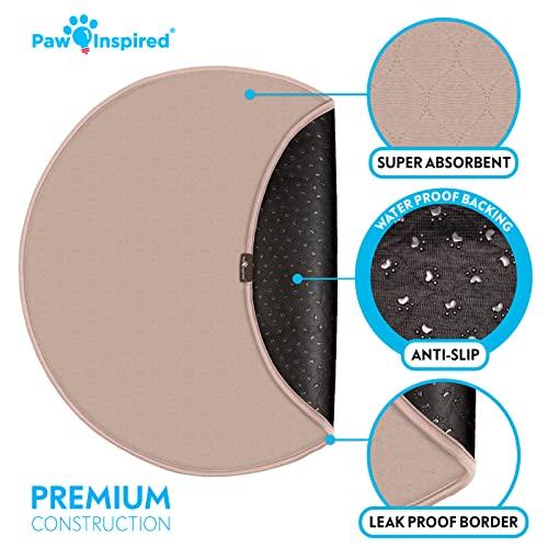 Paw Inspired Round Washable Pee Pads for Dogs, 29 Inch Size, Pack of 2 | Reusable Puppy Pad, Waterproof Mat, Leakproof, Non-Slip Liner for Potty Training, Whelping - size: 29" (2 pack)