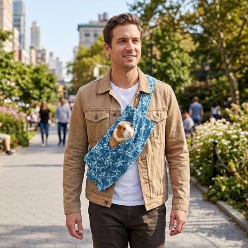 Single Guinea Pig Carrier, Guinea Pig Backpack for Small Pets, Portable Pet Sling with Breathable Mesh Design for Travel, Vet Visits and Outdoor Adventures, Blue