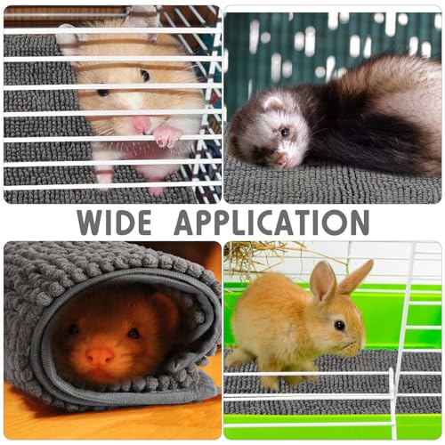 4 Pcs Guinea Pig Cage Liner 14 x 28 Inch Washable Chenille Pee Pads Pet Dog Cat Bedding Training Mat Reusable for Small Animals Puppy Bunny Hamster Chinchilla - color: Dark Gray, size: 14 x 28 Inch, style: Low Pile Chenille