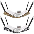 Jetec 2 Pack Cat Hammock for Cage, Catio Accessories Reversible Soft Cats Bed with Adjustable Straps and Hooks Double-Sided Linen and Fleece Hanging Hammock for Cats, Kitten(Leopard and Dot,L) - size: L