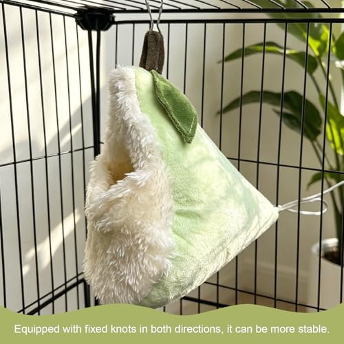 Hamster Bed, Plush Pear-Shaped Small Animal Sleeping Pouch - Cozy Hanging Hideout Nest for Sugar Glider, Mice, Gerbil, Degu, Golden Bear, Warm Cage Accessories