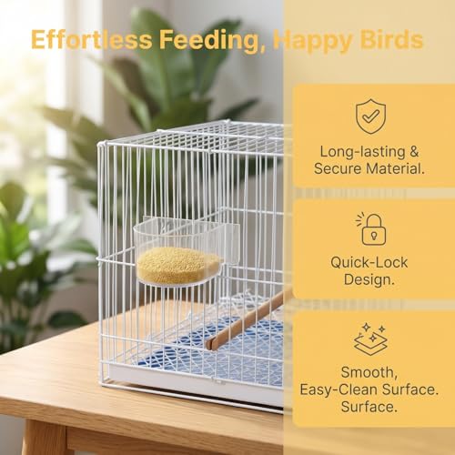 2pcs Bird Cage Food Feeder: Clear Thick Semicircle Seed Water Trough Cups - Small Animal Dish Container Box for Birds Pigeon Chicken, Transparent Cage Accessories, 4X3.2X2in