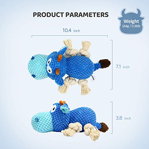 IOKHEIRA Dog Plush Toy for Large Aggressive Chewers,Indestructible Dog Squeaky Toys,Stuffed Animals Toys with Cotton Material and Crinkle Paper,Durable Chewing Toys (Royal Blue, Cattle) - color: Royal Blue