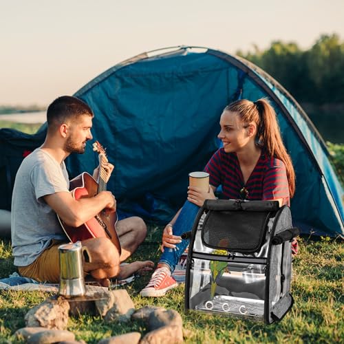 Bird Carrier Bag with Indestructible Stainless Steel Mesh, Bird Travel Cage with Stand, Easy to Clean Backpack for Parrot, Portable Bird Travel Bag, Grey - color: Grey