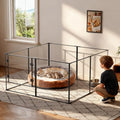 Acrylic Dog playpen Indoor: Clear Puppy Pen for Small Medium Dogs Cats with Metal Frame - 8panels 24inch Tall Transparent pet Fence with Door for Rabbits Guinea Pig