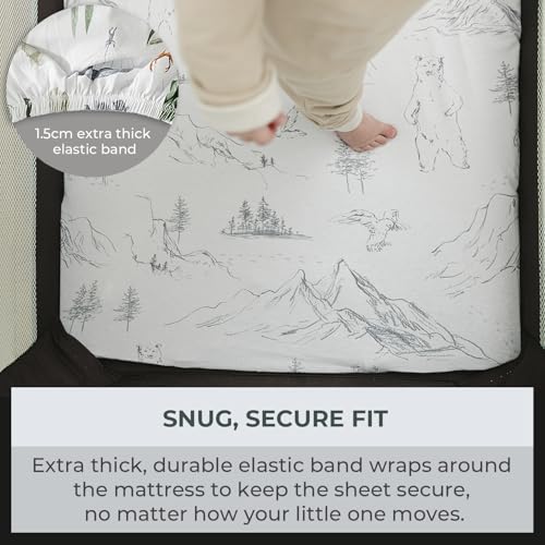Pobi Baby Pack N Play Sheets for Boys, 2-Pack, Cotton Blend (Explore) | Playard Sheet, 2-Pack, Graco 38x26, Cotton, Mini Crib Sheet, Soft, Snug, Safe, Pack n Play, Playpen, Travel, Machine Wash - color: Explore