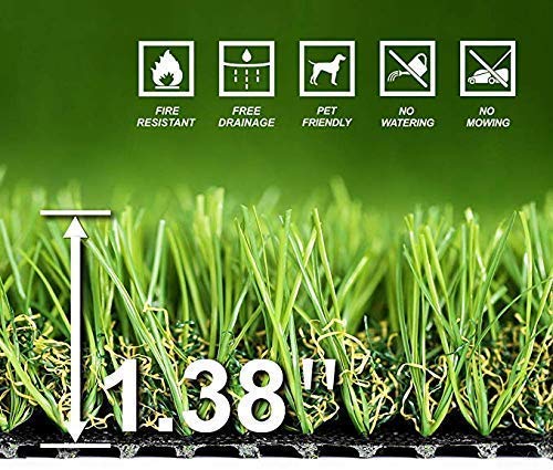 Premium Artificial Grass, Drainage Mat, 6.5' x 10' Artificial Turf for Dogs, Cats, Pets, Turf Realistic Indoor/Outdoor for Garden, Patio (65 sq ft) - 4 Pack - size: 6.5ft*10ft