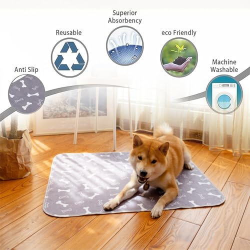 Puppy Pee Pads with Pheromones, Washable Puppy Training Pads for Dogs Reusable Puppy Potty Pads for Dogs and Cats(with Pet Hair Removal Gloves) - color: Brown Puppy, size: Medium