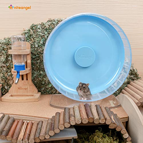 Niteangel Super-Silent Hamster Exercise Wheels: Quiet 10 inch Running Wheel | Can 10.6-13.4" Adjustable Height - No Bend Back Spinner Running for Dwarf Syrian Hamster Gerbils Mice Or Other Small Animal - color: Light Blue, size: Medium