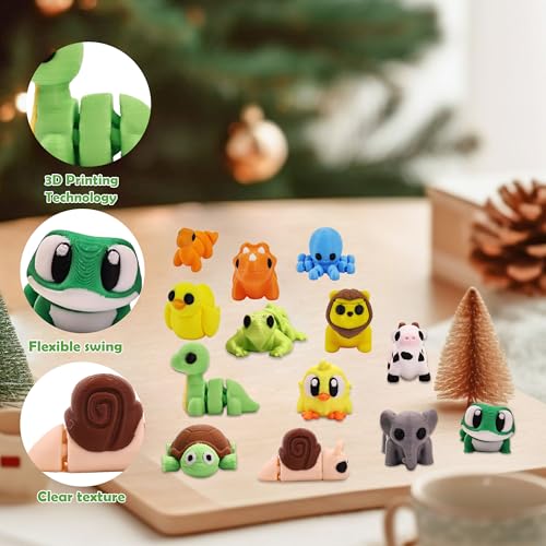 35 PCS Mystery 3D Printed Animal Figurines Flexible Articulated Toys | Includes 35 Randomly Selected Mini Animal Figurines from 300 Unique Styles, Party Favors, Classroom Rewards, Treasure box - style: Animal E