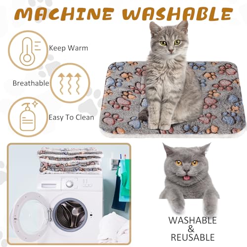 4 Pack Ultra Soft Dog Cat Bed Mat Small Animal Guinea Pig Bed with Cute Print Reversible Fleece Dog Crate Kennel Pad Cozy Washable Thickened Hamster Pet Beds Mat(21 x 14 Inches,Gray) - color: Gray, size: 21 x 14 Inches