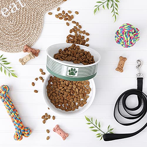 Bone Dry Paw & Patch Ceramic Pet Collection, Large Set, 7.5x2.4, Hunter Green, 2 Piece,5742 - color: Hunter Green, size: Large Bowl Set, 7.5x2.4"