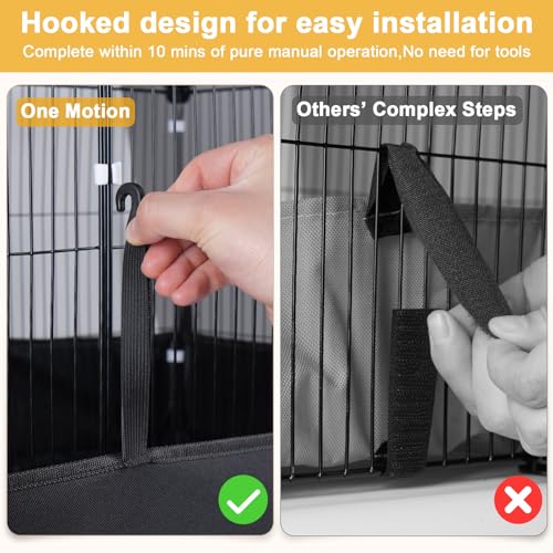 Tresbro Guinea Pig Cage with Top Cover & 12 Panels, Triple Fixing Measures Small Animal Playpen with Waterproof PVC Liner & One-Motion Hooks, 48 x 24 x 16 C&C Grids Cage for Bunny, Hedgehog, Hamster - size: 12 Panels-with roof