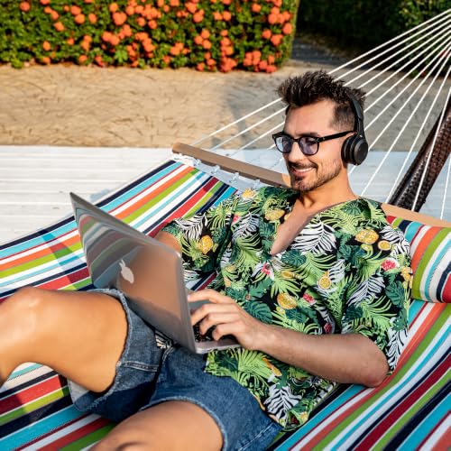 Lazy Daze 12 FT Sunbrella Quilted Hammock, Non-Fading Double Hammock | 2 Person Hammock with Pillow, Straps, Carabiners , All Weather Fade Resistant for Outside, Carousel Confetti - color: Carousel Confetti