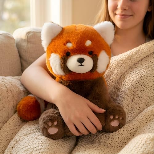 YUKOUQIAN Red Panda Stuffed Animal Cute Plush Doll Toy 8 inch for Girls Boys Christmas (sit Black red Panda) - style: sit black red panda