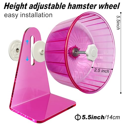 Hamster Wheel,Silent Wheel,Super Silent Hamster Exercise Wheels,Silent Hamster Wheel,Adjustable Stand Hamsters Exercise Wheels,Quiet Rat Wheel (Φ 5.5 inch, Pink) - color: Pink, size: Φ 5.5 inch