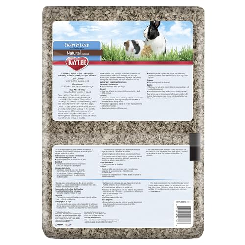 Kaytee Clean & Cozy Natural Paper Bedding, 49.2 Liters | Keeps habitats fresh. Small animal bedding for rabbits, guinea pigs, hamsters. Hamster bedding odor control, 99% dust-free - size: 49.2 Liters