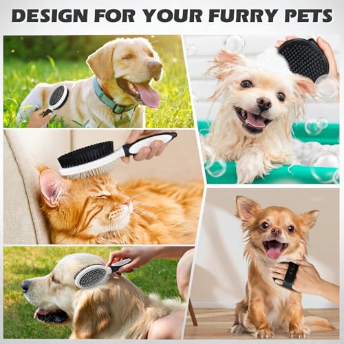 2PCS Pet Grooming Tools - Double-Sided Brush for Shedding and Bathing, Suitable for Short/Long Haired Dogs Cats and Horses, Deshedding Dog Brush, Mane & Tail Combs for Horses - Pet Supplies (White) - color: White