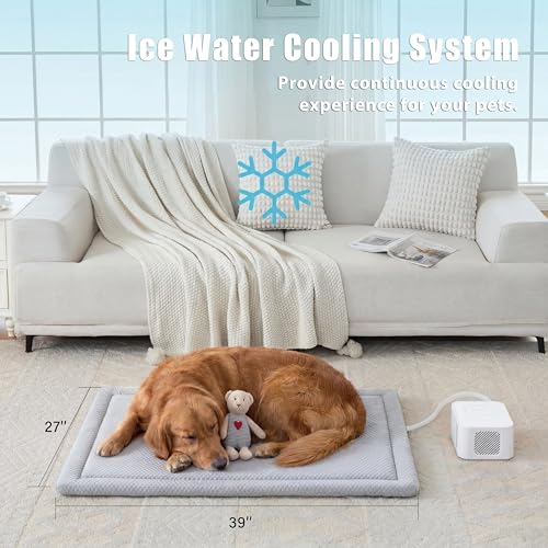 Pet Pad Cooling System for Summer, Consistent Cooling Water Mat for Dogs and Cats, No Refrigeration or Chemical Gel Needed, Machine Washable Bed, Ideal for Home and Crates (Light Gray, XL) - size: 39"L x 27"W x 1.5"Th