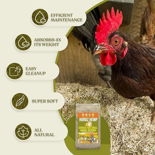 Hemp Bedding for Chickens - Made from 100% Natural Hemp - Superior Absorption & Odor Control- Eco-Friendly Hemp Bedding for Chickens - Easy Maintenance Hemp Bedding for Small Animals - size: 33 lbs.