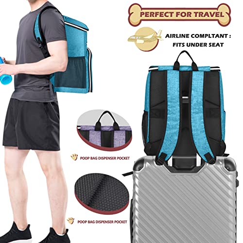 BAGLHER 丨Dog Travel Bag Backpack, Airline Approved Pet Supplies Backpack, Dog Travel Backpack with 2 Silicone Collapsible Bowls and 2 Food Baskets Sky Blue - color: Sky Blue