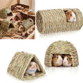 3 Pcs Guinea Pig Natural Grass Tunnel Set - Bunny Hideout House & Explore Tube, Winter Warm Small Animal Hideaway Toys for Syrian Hamsters Rats Chinchillas