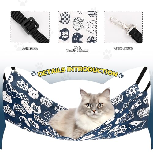 Admaison Cat Hammock for Cage Hanging Reversible 2Pack,Pet Hammock Bed Adjustable,Soft Sleeping Hammock for Cats,Ferret,Puppy,Rabbits,Small Animals (M, CAT) - size: M