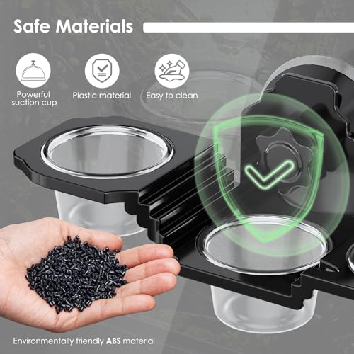 Crested Gecko Feeding Ledge with 6 PVC Cups，Strong Suction Reptile Feeder | Easy-Clean Space-Saving Crested Gecko Food & Water Dish, Ideal for Leopard Geckos, Lizards, Spiders ,Snails and Small Birds