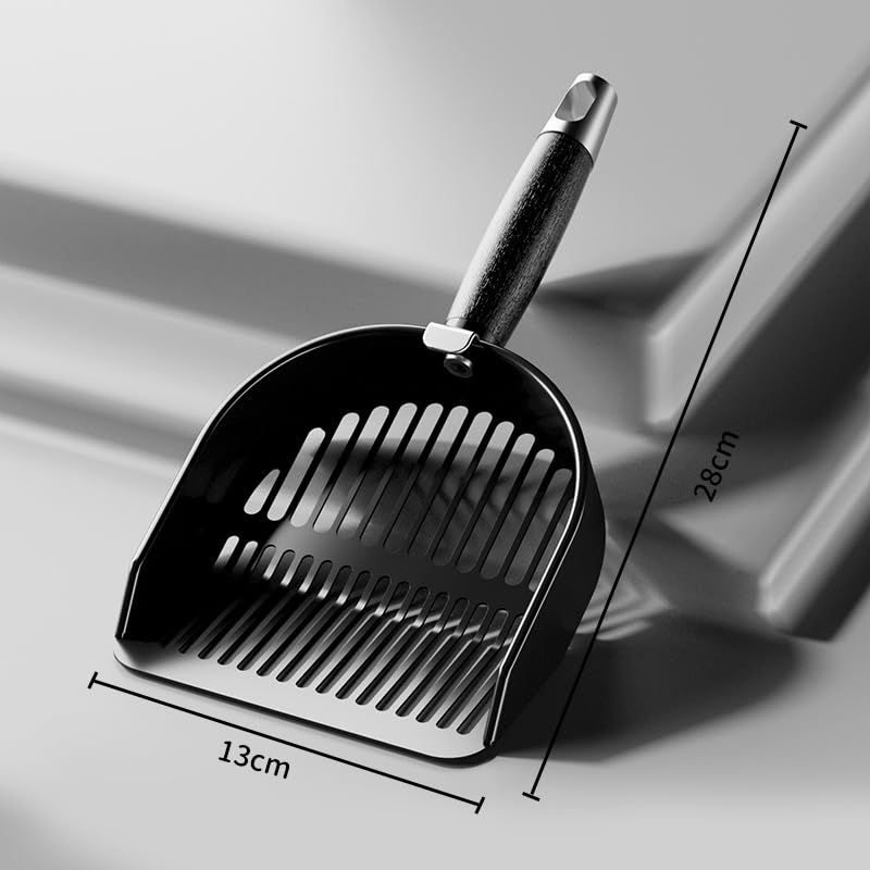 DHXYZZB Cat Litter Scoop 304 Stainless Steel Litter Shovel, Heavy Duty Litter Sifter, Litter Scooper with Wooden Handle Large Scoop for Fast Sifting Easy Rinse Clean