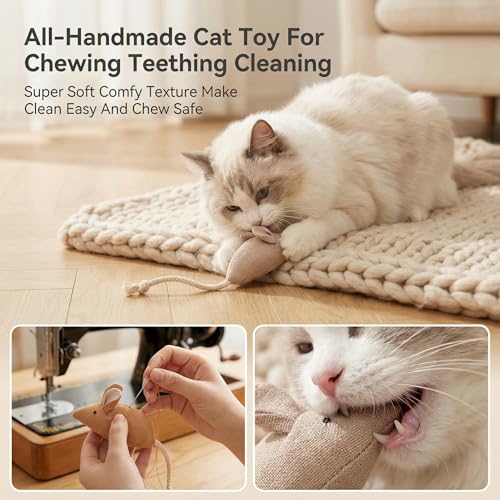 Catnip Mice Cat Toys, 6 Pcs Interactive Fabric Mouse Toys for Indoor Cats | Handcrafted,Durable Soft,Catnip & Silvervine Blend,Interactive Play,Encourages Chasing, Chewing,Kitty Exercise and Fetch Toy - size: Small