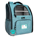 PetAmi Dog Backpack Carrier Airline Approved Cat Pet Puppy Bag, Turquoise | Ideal for Small Medium Large Pet up to 18 lb, 2 Side Entry Structured No-Collapse Frame, Ventilated Bookbag for Hiking Travel - color: Sea Blue
