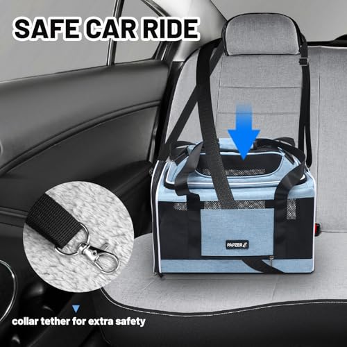 Cat Carrier Top-Expandable 18x11x11, United Delta American Airline Approved | Soft Samll Dog Pet Carry-On Bag Underseat in Cabin, Puppy Air Travel Crate 10 Pounds, Kitten TSA Plane Carrying Case Blue - color: Blue