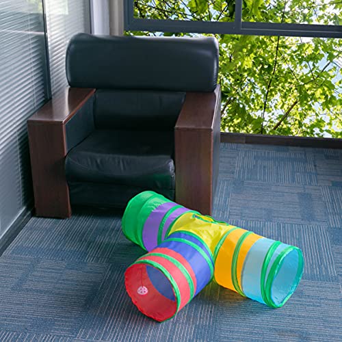 Cat Tunnel, Collapsible Tube with 1 Play Ball Kitty Toys, 3 Ways Cat Tunnels for Indoor Cats, Puppy, Kitty, Kitten, Rabbit (Rainbow) - color: T Shape Rainbow
