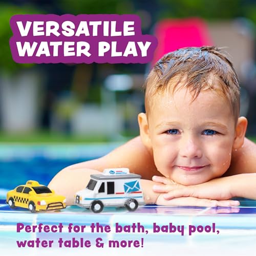 Tub Works® Vehicles™ Bath Cars Mold Free Bath Toys, 6 Pack | Sealed, No Hole Bath Toys Design Keeps Moisture Out | Soft, Squeezable & Float on Water | Fun Baby & Toddler Bath Toys | City Car Bath Toys - style: City Cars - 6pk