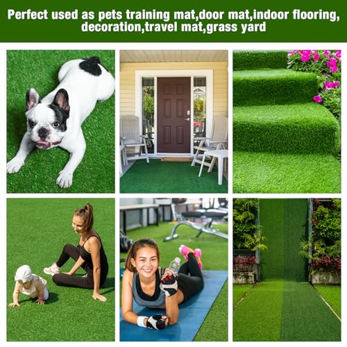 GLOBREEN Large Artificial Grass Outdoor for Dogs - 6 FT X 6 FT Fake Grass for Pets Potty Training - Turf Rug Roll for Kennel Playpen Whelping - size: 6FTX6FT