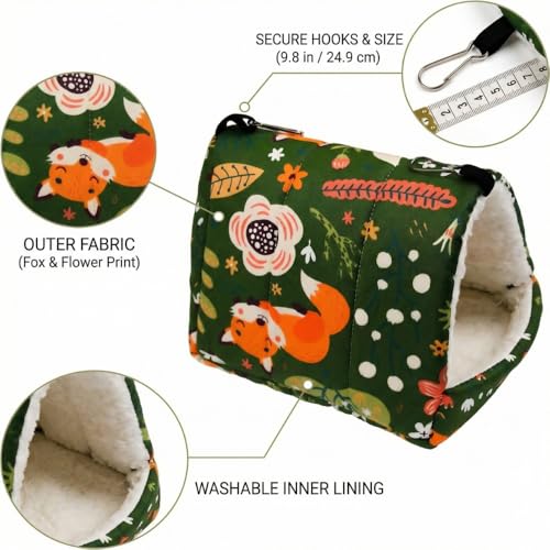 Guinea Pig Hideout 9.84 Inch, 4 Pack Small Animal Bed with Secure Hooks, Washable Fleece House for Guinea Pigs, Rabbits, Chinchillas, Hedgehog, Hamsters, Ferrets (Multi Patterns) - size: Large