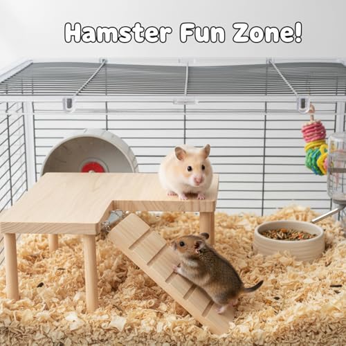 Hamster Platform, Small Wooden Hamster Cage Accessories, Elevated Resting Area for Hamster Cages, Pine Material Construction for Small Animal Habitats