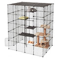 VEVOR Cat Cage 5-Tier 55"x40.98"x68.98" DIY Cat Playpen Indoor Enclosure, Detachable Metal Wire Kennel Crate with 5 Doors, Large Exercise Place Ideal for 2-3 Cats, Kittens and Small Animals, Black - size: 55 x 40.98 x 68.98 in