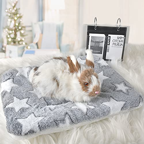 Small Animal Bed Mat, Soft & Warm, Suitable for Guinea Pig, Hamster, Rabbit, Rat and Bearded Dragon (X-Large(13.3''x9.4''), Star Grey) - color: Star Grey, size: X-Large(13.3''x9.4'')