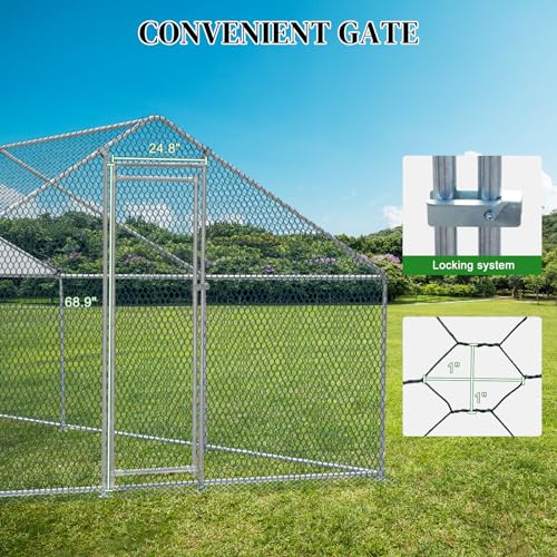 Outvita Chicken Coop, 19.5×10 FT Large Metal Chicken House, Poultry Habitat Cage with Waterproof Cover, Walk-in Chicken Run Pen for Small Animals, Yard, Farm, Patio - color: Silver, size: 234.0"L x 120.0"W x 78.0"H
