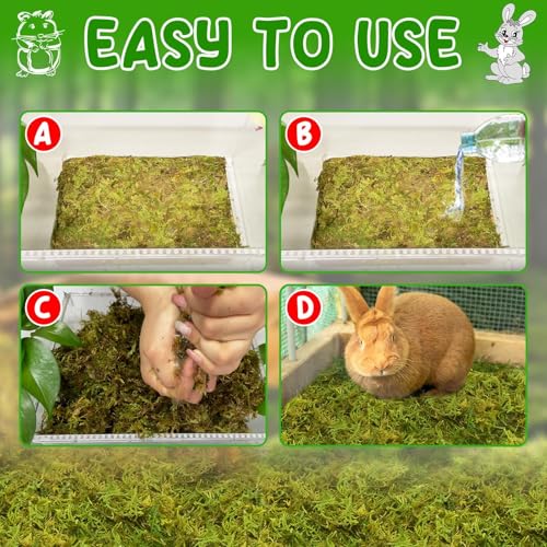Halatool 25QT Hamster Moss for Bedding Nesting Hideout, Soft & Safe, 1.1LB | Odor Control, Forest Moss for Rabbits Squirrels Guinea Pigs, Small Animals Cages, Terrariums, Reptiles, Plants - size: 1.1lb/25qt