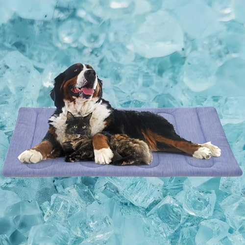 Cooling Mat for Large Dogs - Double-Sided Waterproof & Cool, Q-MAX>0.47, Portable Dog Cooling Mat for Summer. (XL (44''x32'') - size: XL (44''x32'')