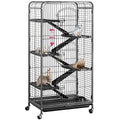 Yaheetech 52-inch Ferret Cage 6 Level Metal Rat Cage with 3 Front Doors/Feeder/Wheels Small Animal Cage for Ferret/Chinchilla/Bunny/Rabbit/Squirrel, Black - size: 52"