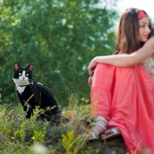 Reflective Cat Long Leash 15 FT, Outdoor Backyard Cat Tie Out Lead, Black | Backyard Play, Reflective Nylon Rope, Dual 360° Swivel Hooks, Lightweight Cat Tie Out,Black S, Small Pets - color: Black, size: 15 FT