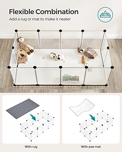 SONGMICS 20 Panels Pet Playpen with Floor, Small Animal Playpen, Pet Fence Indoor, DIY Plastic Enclosure for Guinea Pigs, Bunny, Hamsters, Hedgehogs, 49.2 x 24.8 x 16.5 Inches, White ULPC001W01 - color: White, style: 20 Panels - 49.2"L x 24.8"W x 16.5"H