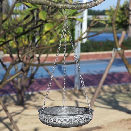 Hanging Bird Baths for Outside,Metal Bird Feeder,Hanging Birdbaths for Outdoors,for Garden Backyard Patio and Deck-Dark Grey - color: RUST