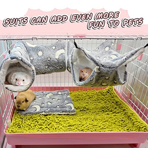 Luminous Noctilucent Glow Guinea Pig Rat Hammock Tunnel, Ferret Hanging Bunk Bed Hammock, Rat Ferret Guinea Pig Hideout and Soft Bed for Small Animals (5.Moon Tunnel Hammock) - color: 5.Moon Tunnel Hammock